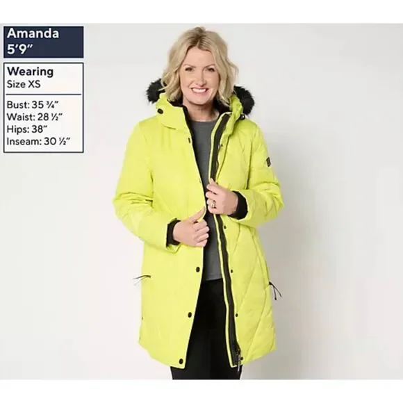 Arctic Expedition Large Diamond Quilted Parka Removable Hood Ancient Water NWOT - Picture 4 of 8